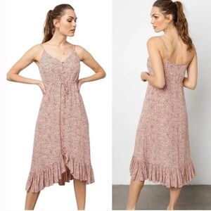 Rails Frida rose spotted lined midi sun dress Medium